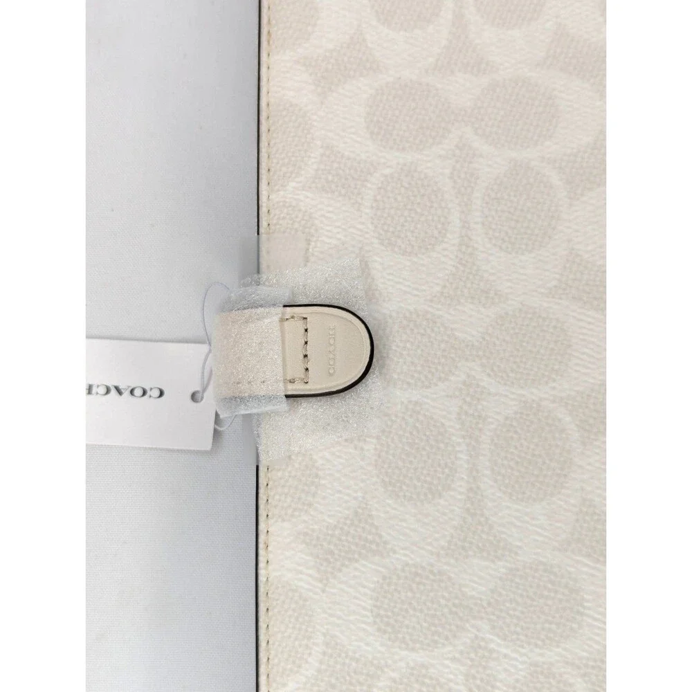 Coach Notebook - CZ198 White Chalk Signature Canvas/Smooth leather - NWT